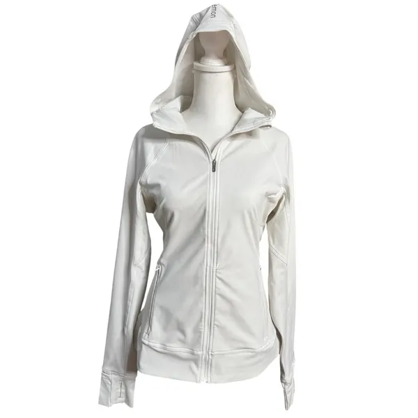 Lululemon White Hooded Full Zip Athletic Jacket Size 8 Dash into Dusk - Image 2