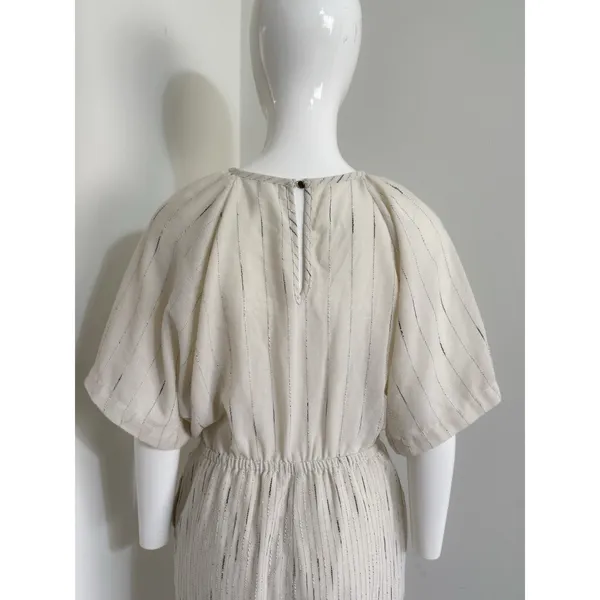 Anthropologie Feather Bone Soleil Ivory Stripe Textured Jumpsuit Women’s Size S - Image 7