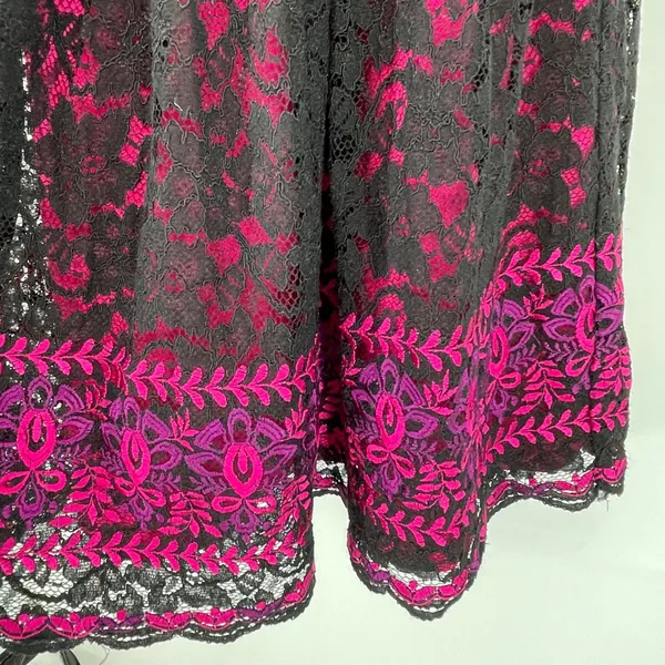 Betsey Johnson Pink Black Lace Strapless Party Dress Size 0 Prom‎ Evening - Image 3
