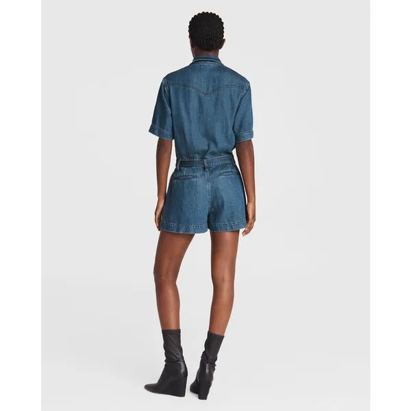 Rag &‎ Bone Featherweight Surplus Romper Size XXS Blue - Image 3