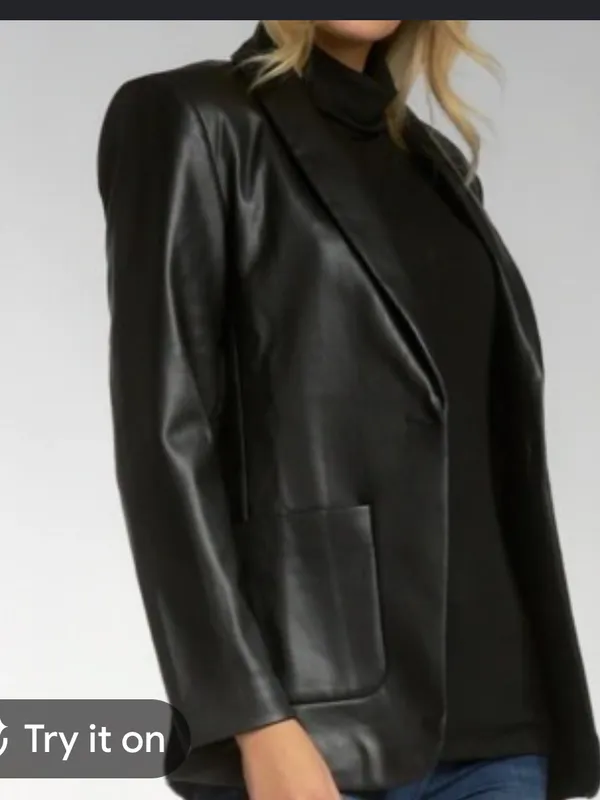 Elan classic faux leather blazer small‎ - Image 2