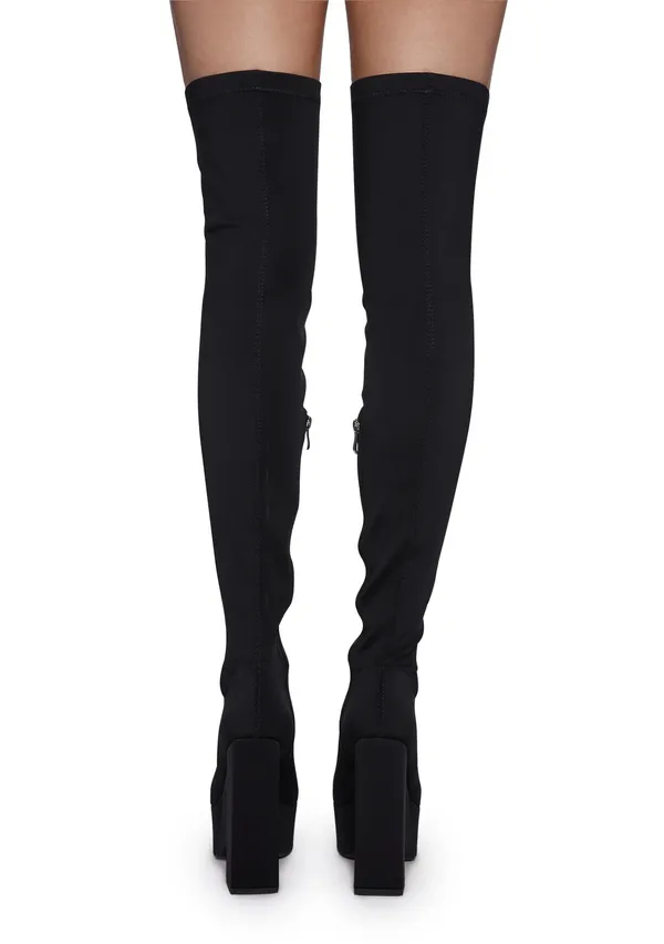 Dolls Kill Black Thigh-High Boots - Image 2