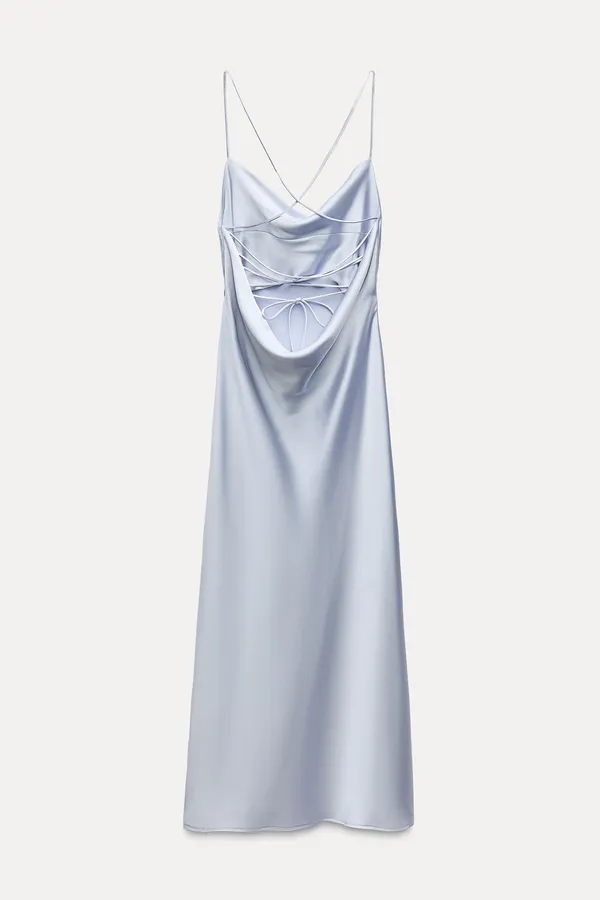 Zara dress wedding maxi slip midi satin effect baby blue coctail party date coctail - Image 11