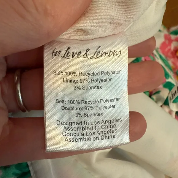 For Love & Lemons Becca Mini Skirt in Ivory With Pink Flowers size Medium - Image 9
