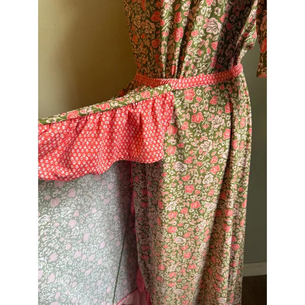 Cabana Life Floral Off Shoulder Maxi Dress Pink Ruffle Large boho‎ resort beach - Image 4