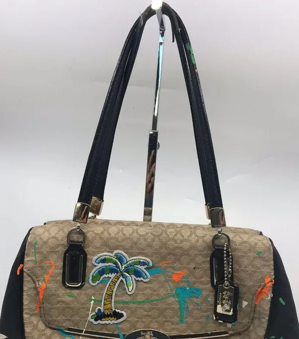 COACH Customized Tan Black Fabric Shoulder Bag - Image 2