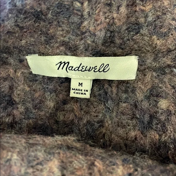 Madewell Pointelle Mockneck Chunky Knit Sweater in Heathered Eggplant - Image 6