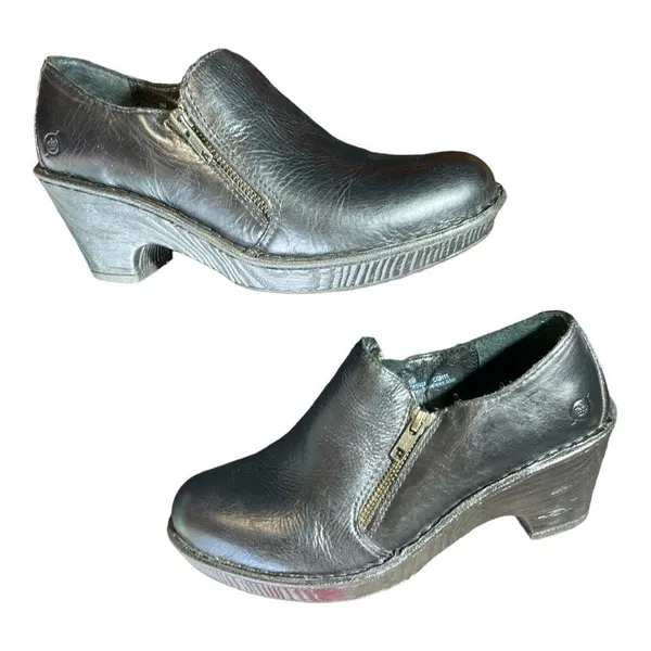 Born leather wedge Heels women's shoes Size 8M - Image 8