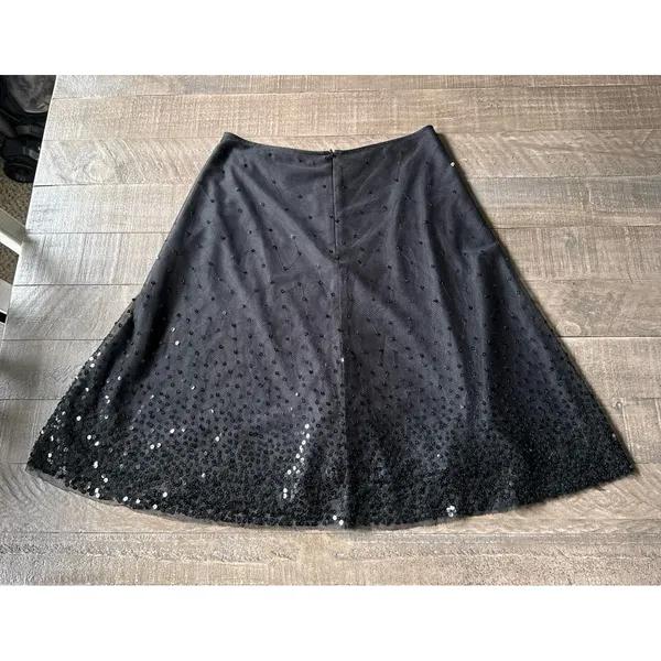 Petite Sophisticate‎ Women's Black A Line Sequined Skirt Size 4 - Image 5
