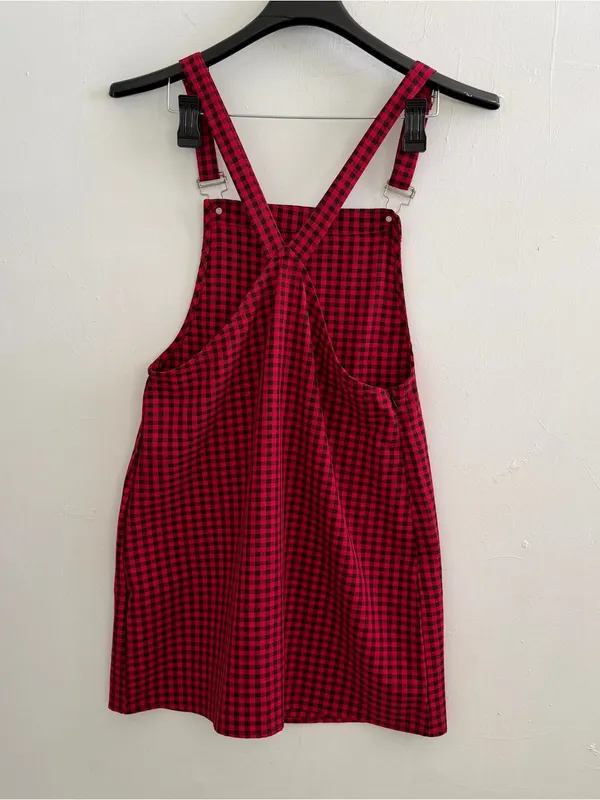 NEW Hot Topic Red Plaid Pinafore overall Mini Dress jumper YOINS NWT - Image 6