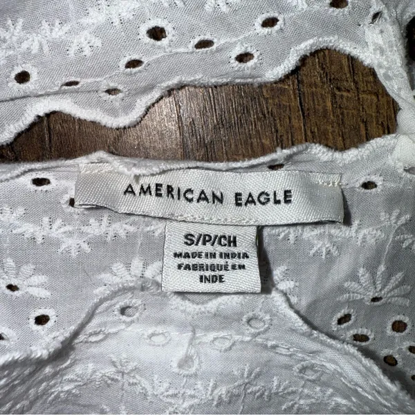 American Eagle Outfitters Eyelet Ruffle White Backless Romper - Image 10