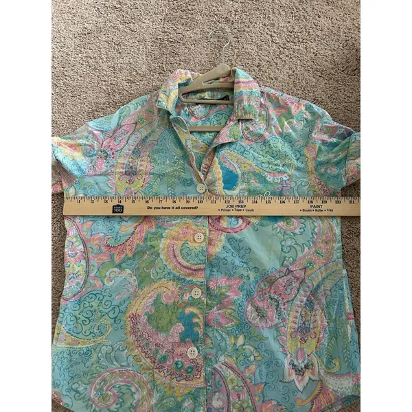 Lauren Ralph Lauren Paisley Pastel Cotton Boxer Pajama Set Size Medium Preppy - Image 10