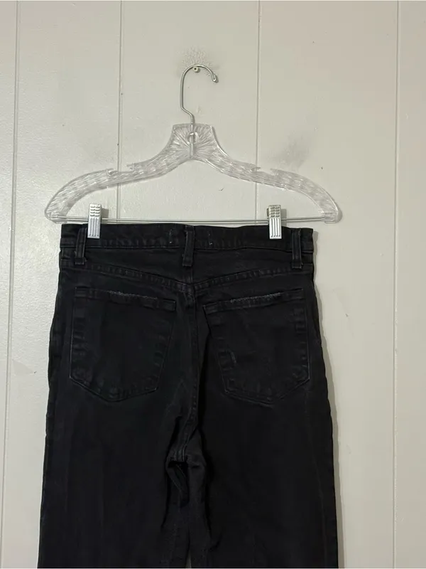 Abercrombie & Fitch 90s Straight Jeans Black Ultra High Rise Distressed Size 27 - Image 7