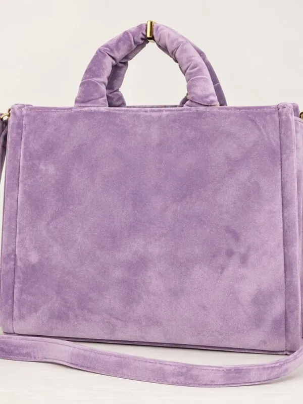 Juicy Couture Big Spender Tote Dusty Violet Velour Rhinestone Logo NWT - Image 3