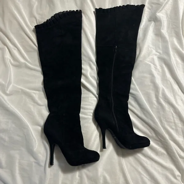 Aldo Black Suede Over the Knee Boots - Image 2