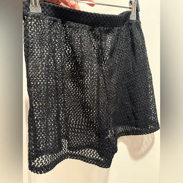 Derek Heart NWOT Black Crochet Tank Top and Shorts Set‎ Swim CoverUp Size L - Image 7
