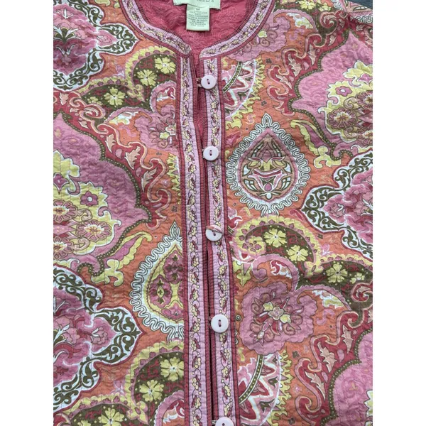 Appleseed's Reversible Quilted Jacket Womens Pink Paisley Floral M - Image 5