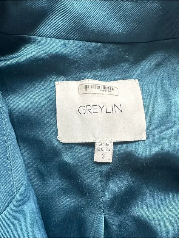 Greylin Teal-Blue Double-Breasted Relaxed Blazer - Image 7