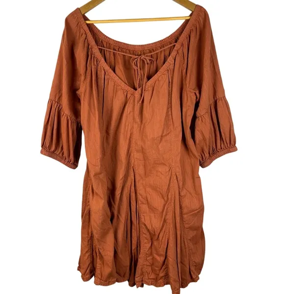 Daily Practice‎ by Anthropologie Boho Mollie Mini Dress Cocoa Powder Size Medium - Image 6