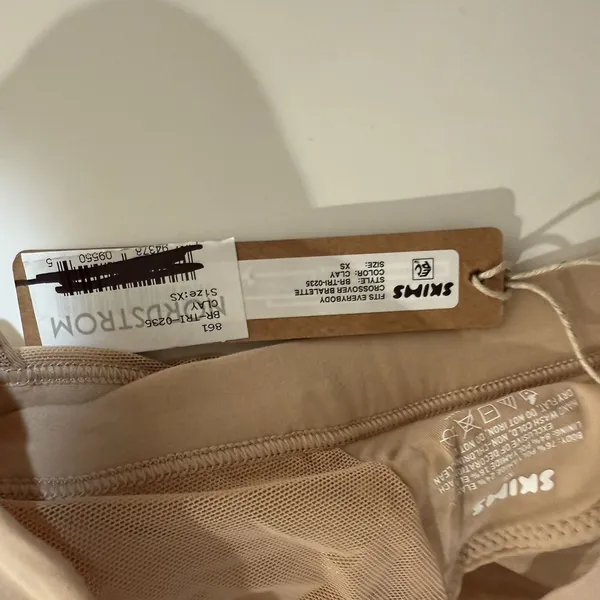 Skims Fits‎ Everybody Crossover Bralette XS Clay Tan Wireless Mesh Soft New - Image 4