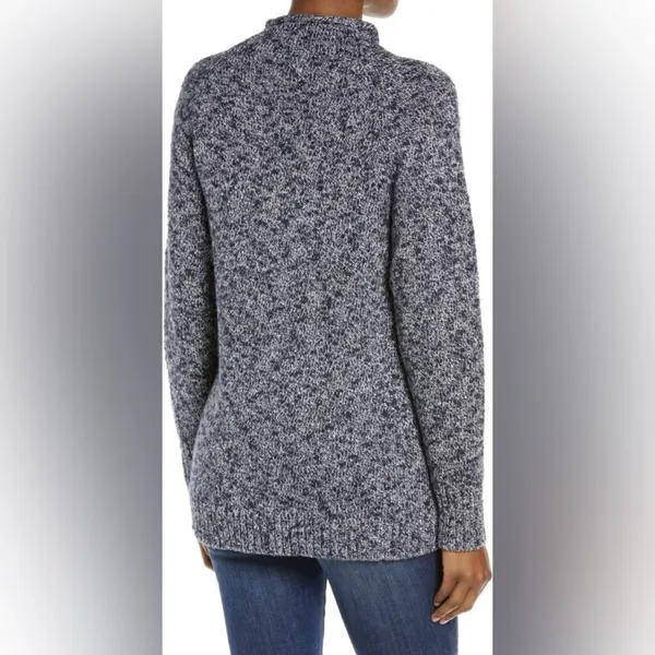 LL Bean Blue Cotton Ragg Funnelneck Pullover Tunic Sweater Size XL‎ - Image 4