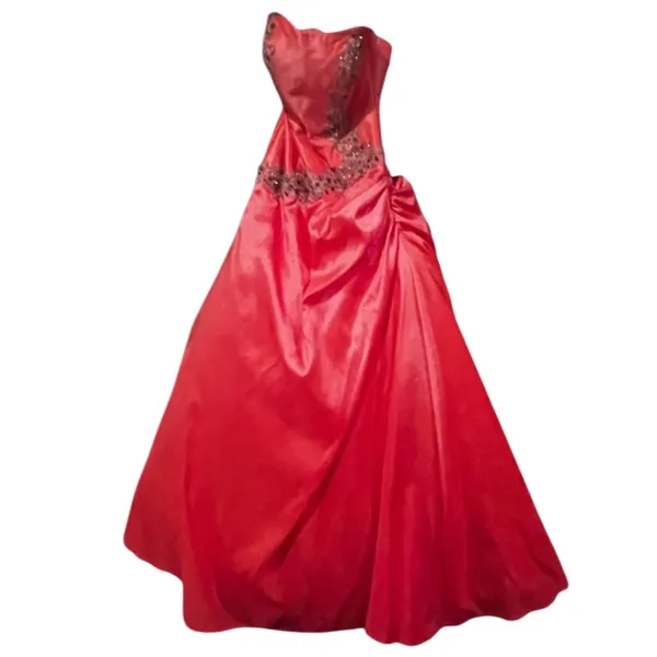 Riva Designs Strapless Beaded Coral Prom Gown NWT Size 6 - Image 4