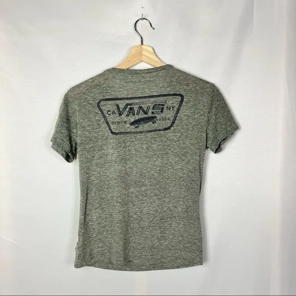 VANS‎ Gray Black Skateboard Logo Graphic T-Shirt XS - Image 2