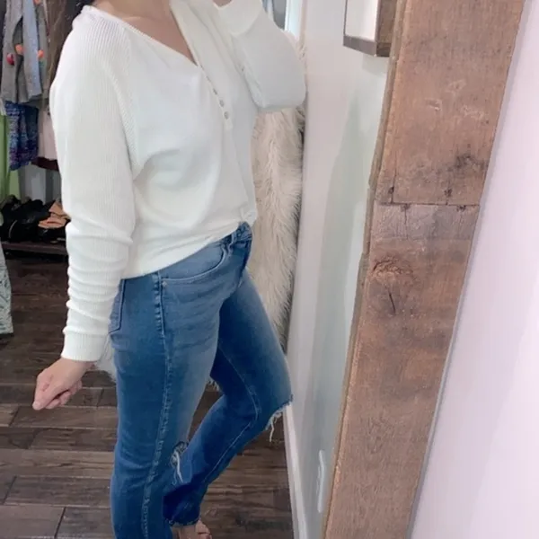 Mts knit thermal sweater style top size small White - Image 3