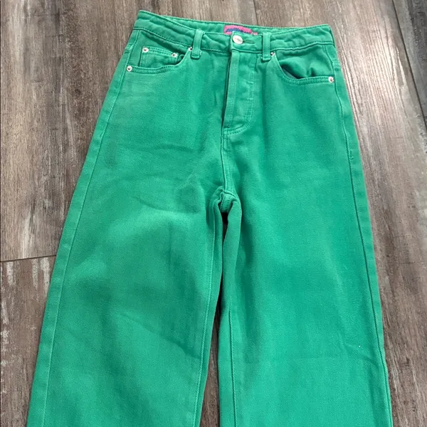 Edikted Green Button Fly Jeans XS - Image 2