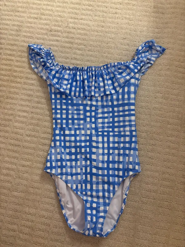 Lilly Pulitzer Blue Gingham Ruffle One Piece Swimsuit - Image 2