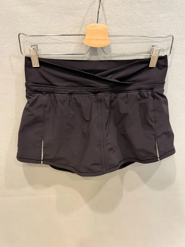 Lululemon‎ Black Athletic Tennis Golf Skort Size 4 Built-In Shorts Running - Image 2