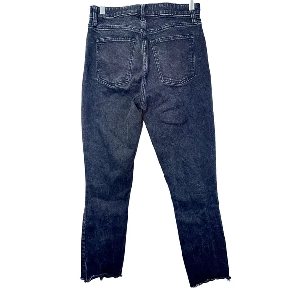 Abercrombie & Fitch The Skinny High Rise Black Denim Split Hem Jeans Size 27 4 S - Image 2