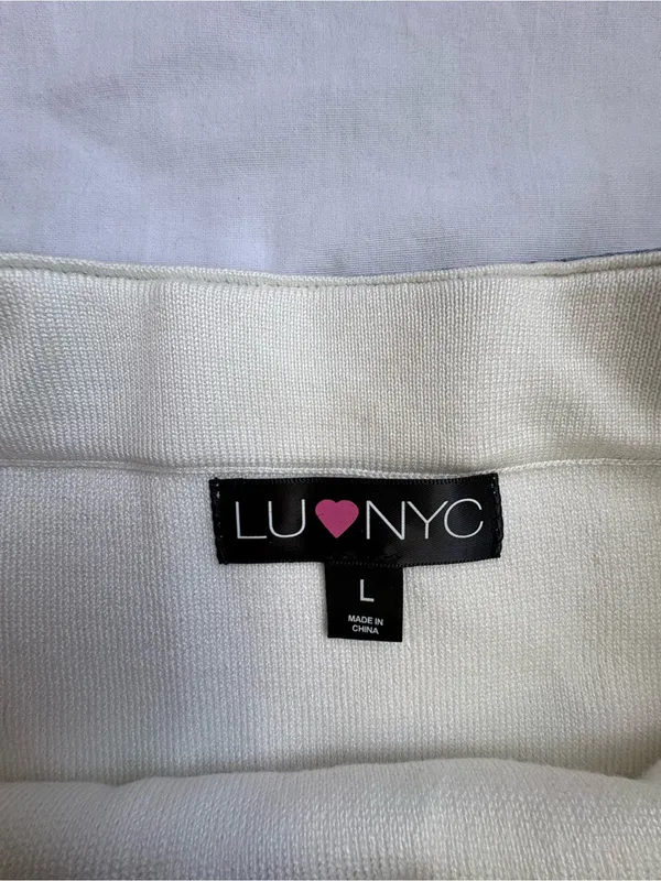 LU♥NYC White Strapless Bodycon Midi Dress L - Image 6