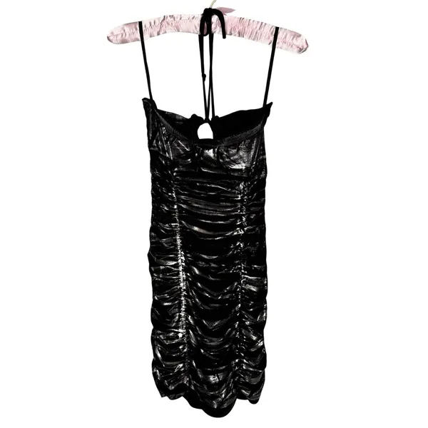 Body Central Vintage Y2K S Little Black Halter Dress Ruched Mini Going Out Cocktail USA‎ Made - Image 8
