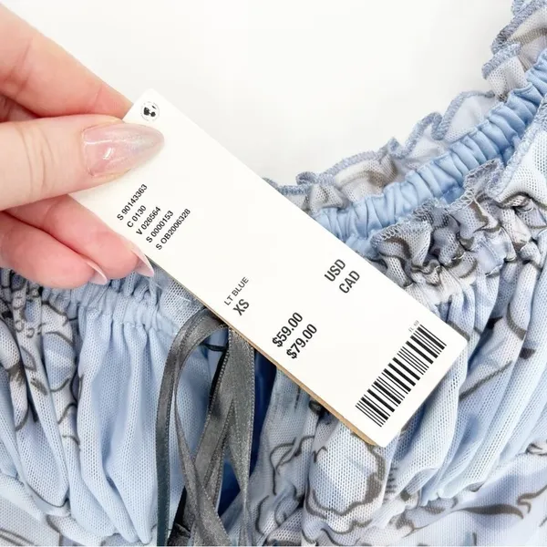NWT Urban Outfitters Kimchi Blue Bianca Mesh Mini Dress Women's XS Blue Coquette - Image 6