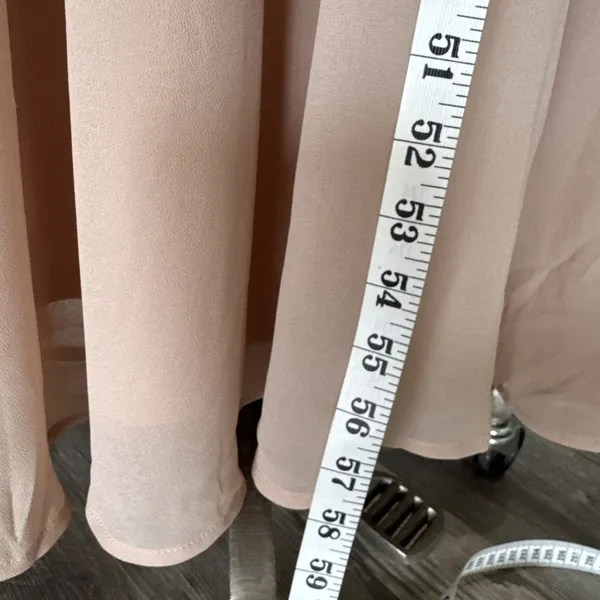 Lulus Maxi Dress XS Blush Tan Halter Sequined Top Chiffon Gown Party Bridesmaid - Image 7