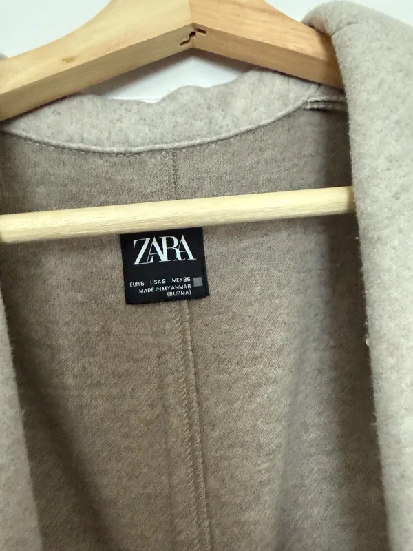 Zara Beige Open-Front Wool-Blend Coat - Image 6