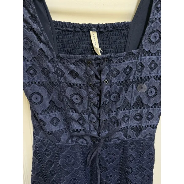 Aeropostale Navy Lace Corset Dress Fit‎ Flare Square Neck Coquette Mini M NWT - Image 4