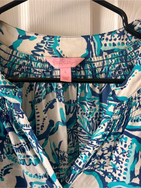 Lilly Pulitzer Blue & Teal Printed Women's Blouse - Image 2