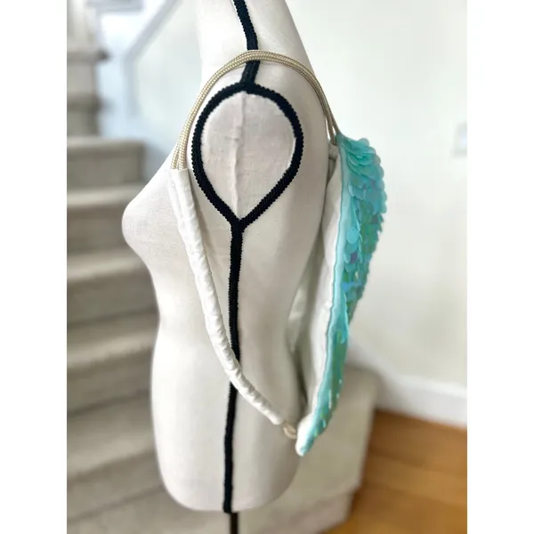 Mermaidcore Aqua Blue Sequin Iridescent Drawstring Backpack - Image 2