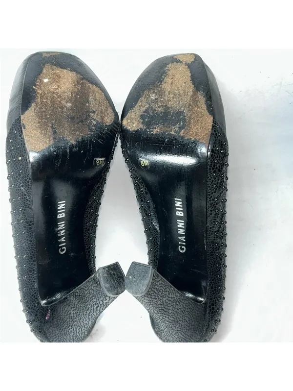 Gianni Bini Womens Platform Heels Size 8 Black Block Heel Studded Textured Pump - Image 8