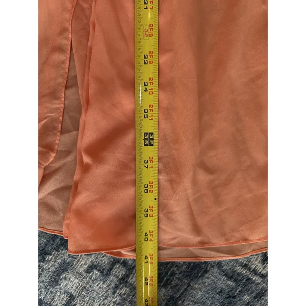 Maeve Anthropologie OrangePleated Maxi Skirt SizeMedium Elastic Waist Side Slits - Image 9