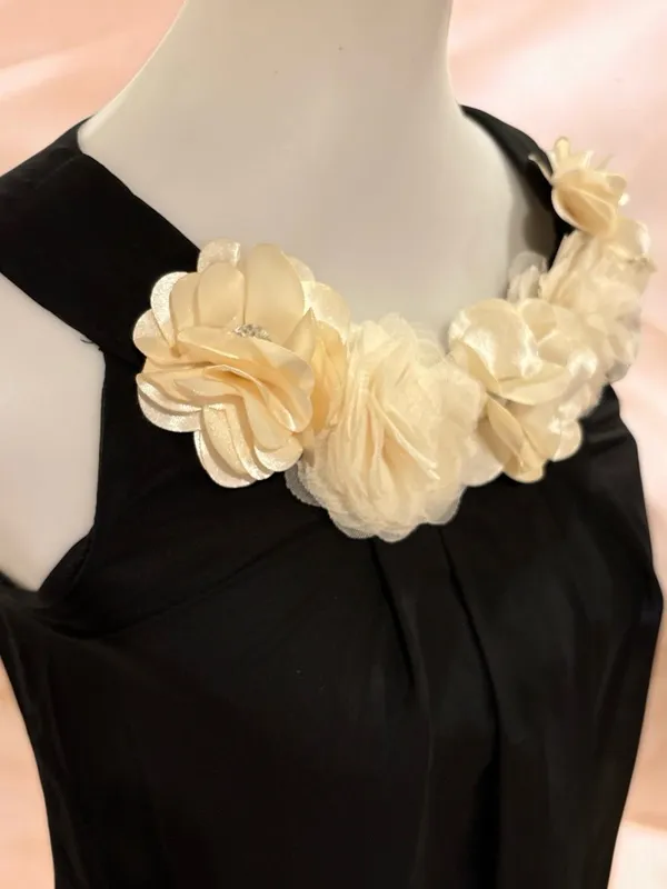 Target Black Floral Rosette Neckline Chiffon Shift Mini Dress XL JRs - Image 2