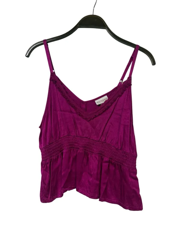 Shyanne Deep Magenta Lace-Trim Smocked Tank - Image 2