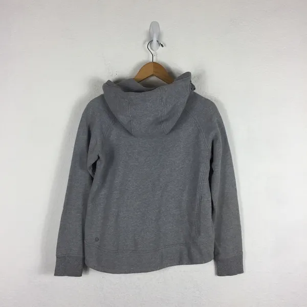 Lululemon Fleece Please Hoodie Jacket Heathered Speckled Medium Grey Size 6 - Image 16
