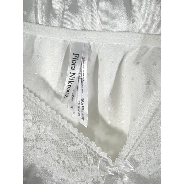 Flora Nikrooz Tiana Jacquard Cami Set Ivory Lace Satin Pajamas Q81619 Medium M - Image 4