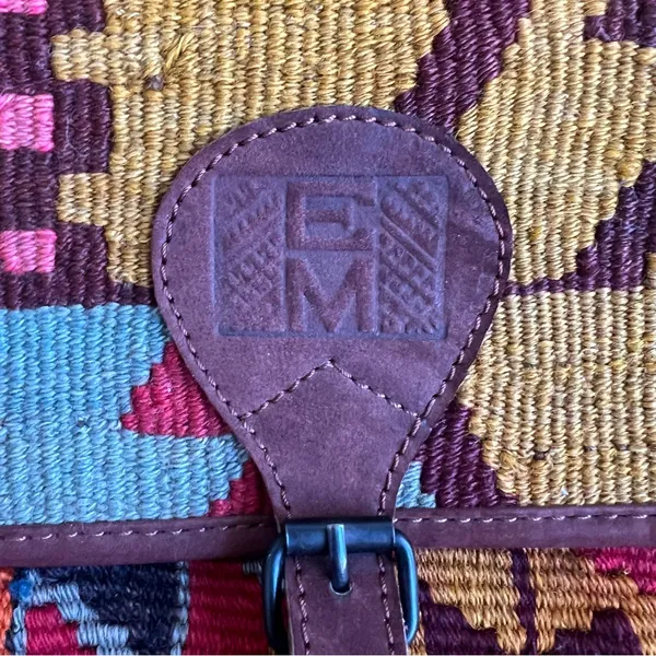 EM May Kilim Wool and leather backpack bag Red - Image 4