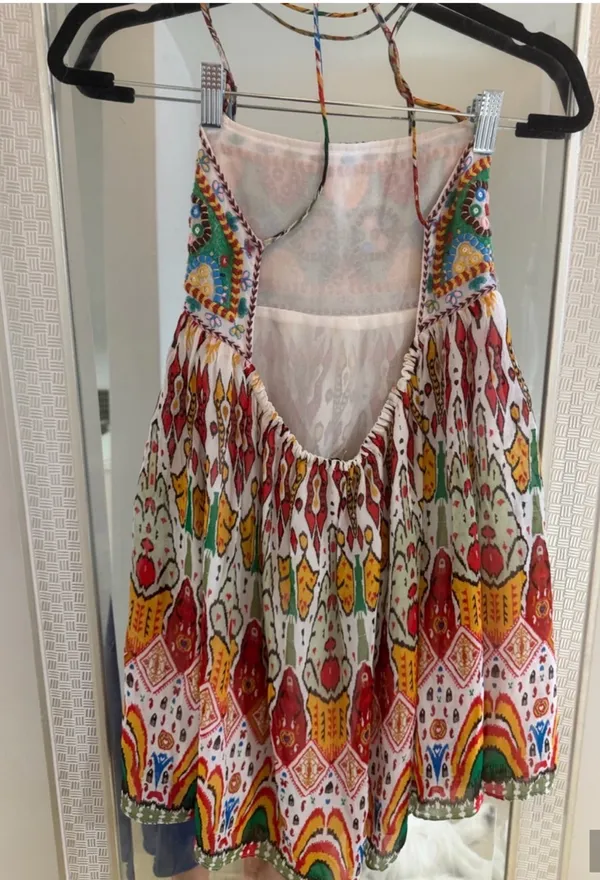ZARA Embroidered Bohemian Colorful Mini Festival Sun Dress NWOT - Image 7