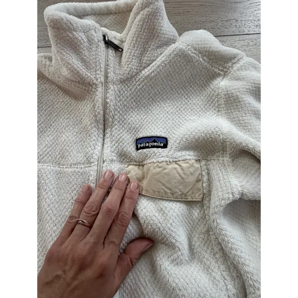 PATAGONIA Zip Womens Medium Cream Fleece Jacket M - Image 3