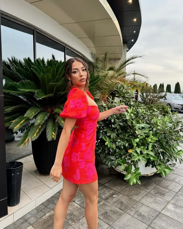 Zara dress mini puff wide sleeve cut out hot Pink Floral wedding summer vacation - Image 9